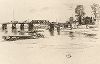 Вид на Челси авторства Джеймса Эббота Уистлера.  Лист из серии "Галерея офортов". Лондон, 1880-е