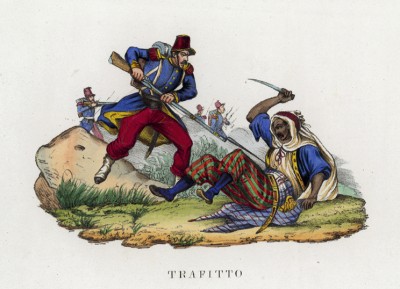 Штык тебе в брюхо, или Пронзённый (иллюстрация к L'Africa francese... - хронике французских колониальных захватов в Северной Африке, изданной во Флоренции в 1846 году)