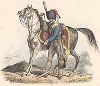 Конный артиллерист Великой армии Наполеона I и его арденнская лошадь. Редкая литография Карла Верне. Лондон, 1820