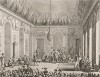 Аудиенция членов Директории, одетых в парадные мундиры. 21 ноября 1795 г. в Люксембургском дворце происходит первая встреча представителей общественности с Директорией, члены которой одеты в специально сшитые мундиры госслужащих. Париж, 1804