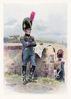 Офицер гвардейской полевой артиллерии (иллюстрация к работе "Императоская Гвардия в 1804--1815 гг." Париж. 1901 год. (экземпляр № 303 из 606 принадлежал голландскому генералу H. J. Sharp (1874 -- 1957))