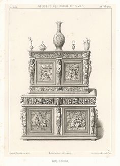 Французский резной дрессуар, XVI век. Meubles religieux et civils..., Париж, 1864-74 гг. 