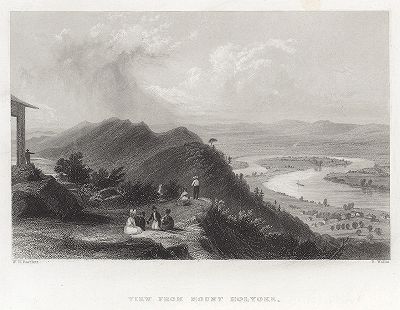 Вид на излучину реки Коннектикут с горы Холиоук, западный Массачусеттс. Gallery of Historical and Contemporary Portraits… Нью-Йорк, 1876