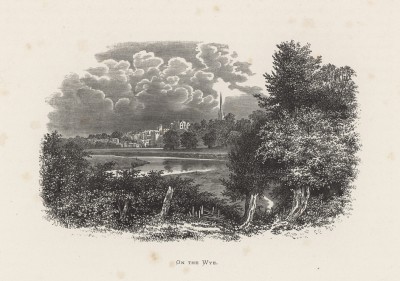 Вид на реку Уай в Уэльсе (иллюстрация к работе "Пресноводные рыбы Британии", изданной в Лондоне в 1879 году)