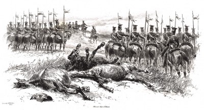 Польские уланы перед атакой в 1806 году (из Types et uniformes. L'armée françáise par Éduard Detaille. Париж. 1889 год)