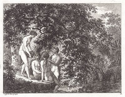 Купание нимф. Офорт швейцарского поэта и графика Соломона Гесснера, 1770 год. 