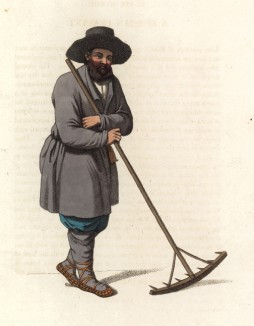 Русский крестьянин (лист 73 иллюстраций к известной работе Эдварда Хардинга "Костюм Российской империи", изданной в Лондоне в 1803 году)