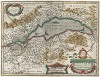 Карта Женевского озера. Lacus Lemani vicinorumq. Locorum nova et accurata descriptio. Составил Ян Янсониус. Амстердам, 1630