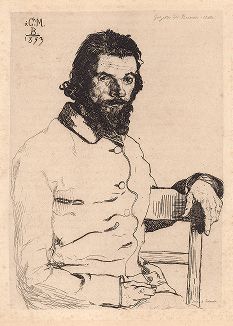 Портрет художника Шарля Мериона работы Феликса Бракмона, 1853 год. 