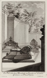 Закрытое кладбище при церкви. Johann Jacob Schueblers Beylag zur Ersten Ausgab seines vorhabenden Wercks. Нюрнберг, 1730
