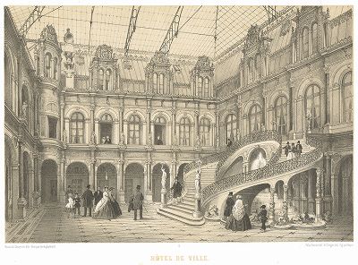 Отель-де-Виль. Парадная лестница (из работы Paris dans sa splendeur, изданной в Париже в 1860-е годы)