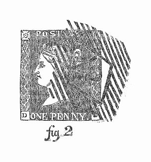 "Чёрный пенни" -- первая в истории почтовая марка, выполненная в чёрном цвете с достоинством в один пенни -- введение английского изобретателя и реформатора Сэра Роуленда Хилла (1795 -- 1879) (The Illustrated London News №113 от 29/06/1844 г.)