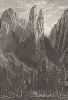 Скалы горного хребта Кафедрал. Йосемити, штат Калифорния. Лист из издания "Picturesque America", т.I, Нью-Йорк, 1872.