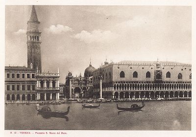 Вид на Пьяццетту Сан-Марко с лагуны. Ricordo Di Venezia, 1913 год.