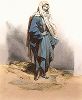 Прекрасная дагестанская девушка. "Costumes du Caucase" князя Гагарина, л. 32, Париж, 1840-е гг. 