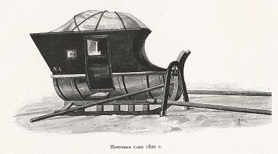 Почтовые сани 1820 года. "Почта и телеграф в XIX столетии", СПб, 1901. 