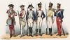 Униформа французской линейной пехоты с 1660 по 1843 гг. Costumes de l'armée française depuis Louis XIV, jusqu'à nos jours, л.25. Париж, 1841