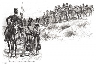 Французские кавалеристы времён Испанской кампании 1823 года (из Types et uniformes. L'armée françáise par Éduard Detaille. Париж. 1889 год)