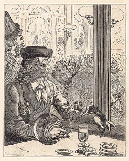Девятнадцатый лист серии "Бельфорский лев" Макса Эрнста, входящей в роман-коллаж "Une Semaine de bonté" (Неделя доброты), 1934 год. 