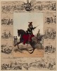 Драгун и 10 миниатюр, изображающих славные деяния франузских драгун в разные эпохи (из Esquisses historiques... de l'armée francaise генерала Амбера. Брюссель. 1841 год)