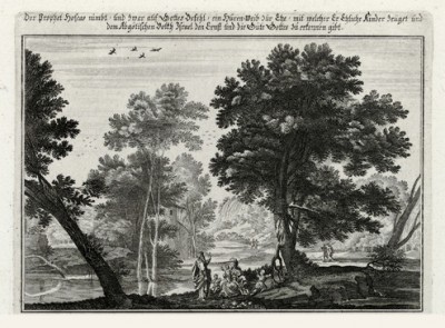 Перелётные птицы напоминают израильтянам об их судьбе (из Biblisches Engel- und Kunstwerk -- шедевра германского барокко. Гравировал неподражаемый Иоганн Ульрих Краусс в Аугсбурге в 1700 году)