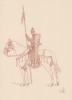 Французский рыцарь XII века (со средневековой миниатюры) (из "Иллюстрированной истории верховой езды", изданной в Париже в 1891 году)