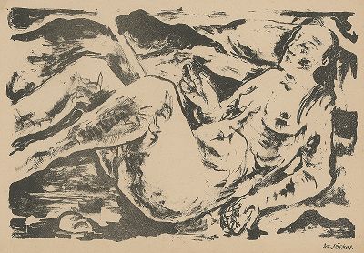Обнаженная. Литография Вилли Йеккеля из издания Junge Berliner Kunst, Берлин, 1919 год. 