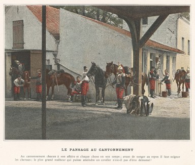 Отдых французской тяжелой кавалерии. L'Album militaire. Livraison №4. Cavalerie. Serviсe en campagne. Париж, 1890