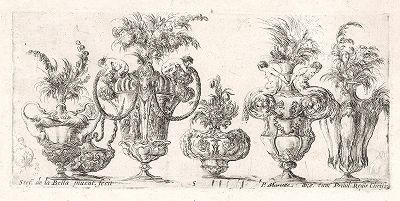 Вазы с цветами из серии "Коллекция различных сосудов" Стефано делла Белла, 1646 год.