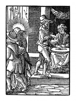 Понтий Пилат умывает руки. Из Benedictus Chelidonius / Passio Effigiata. Монограммист N.H. Кёльн, 1526