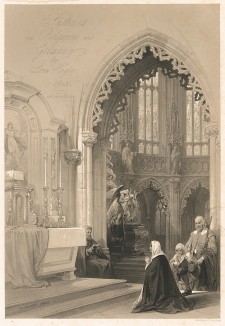 Надгробие в церкви Святого Якоба (Иакова) в Льеже. Haghe's Sketches in Belgium and Germany. Лондон, 1845