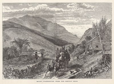Гора Вашингтон, вид с дороги Конвей-роуд, штат Нью-Гемпшир. Лист из издания "Picturesque America", т.I, Нью-Йорк, 1872.