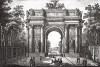 Триумфальные ворота (первые Нарвские ворота, сооруженные из дерева и алебастра по проекту Джакомо Кваренги, к 1827 году обветшали; в 1834 году на их месте построены современные).