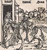 Пророк Елисей исцеляет военачальника Наамана, поражённого проказой. Из знаменитой первопечатной книги Хартмана Шеделя "Всемирная хроника", также известной как "Нюрнбергские хроники". Die Schedelsche Weltchronik (Liber Chronicarum). Нюрнберг, 1493