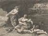 Опьянение Лота, или Лот с дочерьми. Гравюра Лукаса Ворстермана с живописного оригинала Орацио Джентилески.