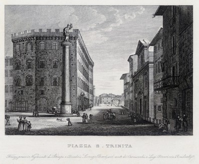 Флоренция. Вид на площадь Святой Троицы (Санта Тринита) со стороны одноимённой церкви