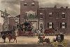 Смена лошадей на почтовой станции «Фалкон» в Уолтэмстоу. Репринт 1927 года с акватинты 1830-х годов. 