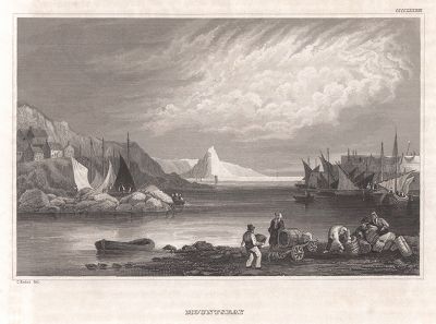Залив Маунтсбэй в Корнуолле. Meyer's Universum..., Хильдбургхаузен, 1844 год.