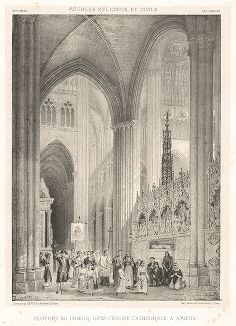 Интерьер Амьенского собора, XV век. Meubles religieux et civils..., Париж, 1864-74 гг. 