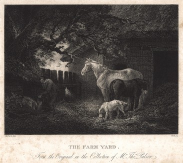 Ферма. Офорт с живописного оригинала Джорджа Морланда. Лондон, 1805