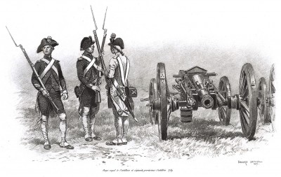 Униформа и орудие французской королевской артиллерии в 1789 году (из Types et uniformes. L'armée françáise par Éduard Detaille. Париж. 1889 год)