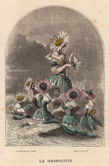 Юные Ромашки: любит или не любит? Les Fleurs Animées par J.-J Grandville. Париж, 1847