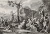 Сказание о медном змие (из Biblisches Engel- und Kunstwerk -- шедевра германского барокко. Гравировал неподражаемый Иоганн Ульрих Краусс в Аугсбурге в 1700 году)