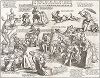 Голландская сатира на людей, участвовавших во фьючерсных торговых спекуляциях 1720 года  (windhandel - "торговля воздухом"). Лист из серии "Сцены величайшей глупости".