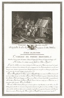 Кошачий концерт авторства Питера Брейгеля Старшего. Лист из знаменитого издания Galérie du Palais Royal..., Париж, 1808
