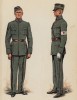 Рядовой ВВС Норвегии и капитан медицинской службы в повседневной форме одежды (лист 7 работы Den Norske haer. Organisasjon bevaebning, og uniformsbeskrivelse, изданной в Лейпциге в 1932 году)