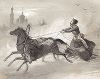 Иллюстрация к балладе Жуковского "Светлана": "Кони мчатся по буграм, топчут снег глубокий..." Лист № 24 "Русского альбома", изданного в Париже в 1848 году