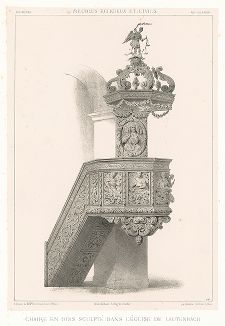 Резная кафедра из собора в Лаутенбахе, XVII век. Meubles religieux et civils..., Париж, 1864-74 гг. 