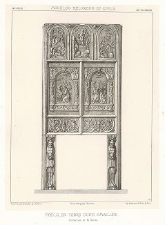 Немецкая керамическая печь, XVII век. Meubles religieux et civils..., Париж, 1864-74 гг. 