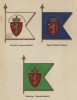 Полковые знамёна норвежской кавалерии (драгунских полков) (из работы Den Norske haer. Organisasjon bevaebning, og uniformsbeskrivelse, изданной в Лейпциге в 1932 году)
